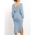 thumbnail image 3 of V-neck Maternity Nursing Dress Maternity Women Knit Outfits with Belt, 3 of 4