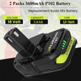 thumbnail image 2 of Cargador de batería Doscott 18 V, 3600 mAh, iones de litio, paquete de 2 unidades P117, 2 of 7