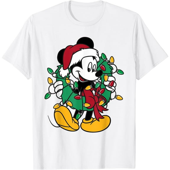 Holiday Mickey Mouse Christmas Lights DTG Print Unisex T-Shirt