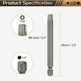 thumbnail image 2 of 3pcs T40 Torx Head Screwdriver Bit 1/4" Hex Shank 3.2" (80mm) Long Magnetic No Hole Tip Tamper Proof 6 Point Star Screw Driver Drill Bits S2 Steel Industrial Power Screwdrivers, 2 of 7