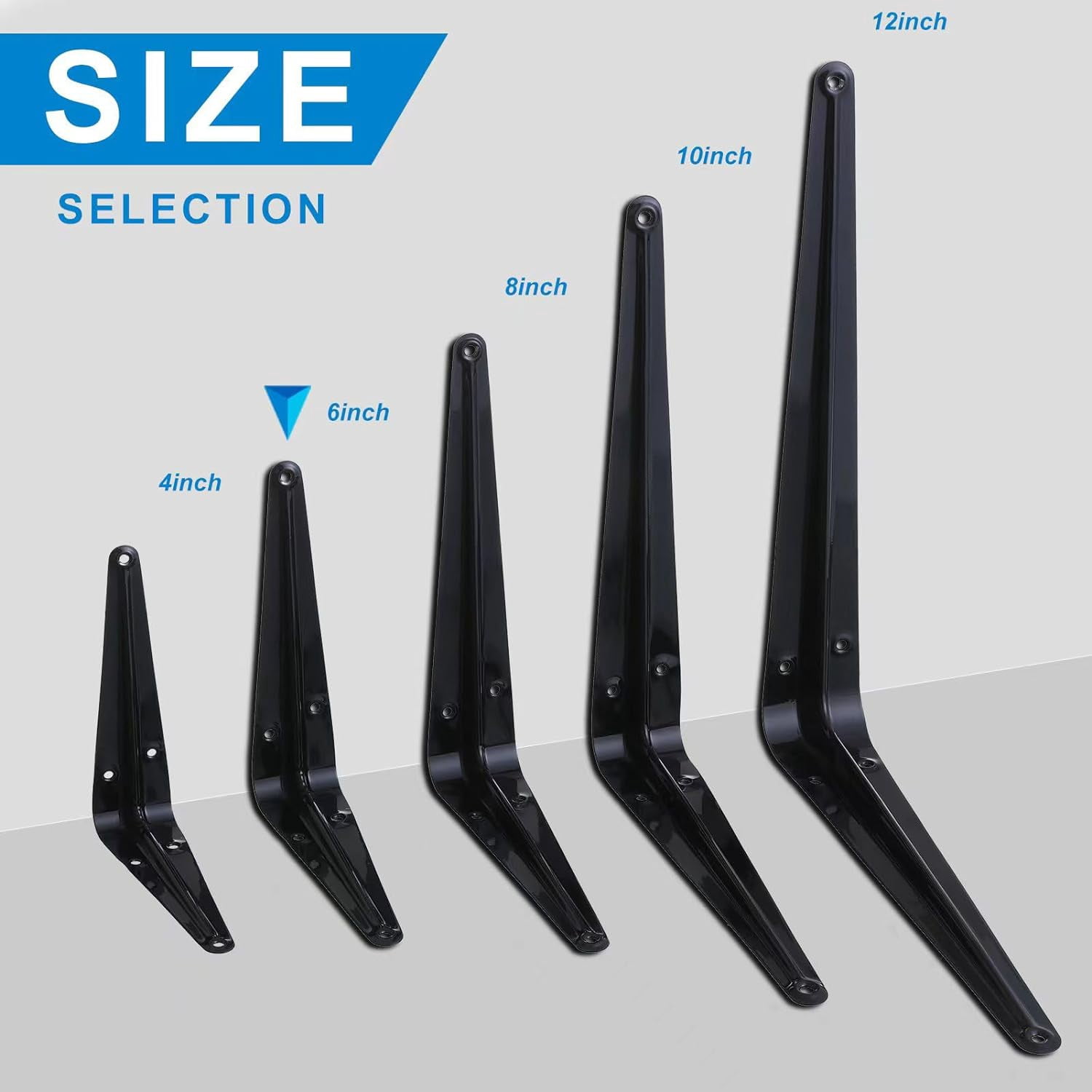 18 Pack Shelf Bracket 6 Inch ,Heavy Duty Shelf Brackets,Floating Shelf Bracket L Brackets,Metal Shelf Brackets for Wall, 6”L x 5”H x1.5”W