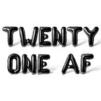 Letter Balloons - TWENTY ONE AF 16" Inch Alphabet Letters Foil Mylar Balloon 21st Birthday Party Banner (Black)