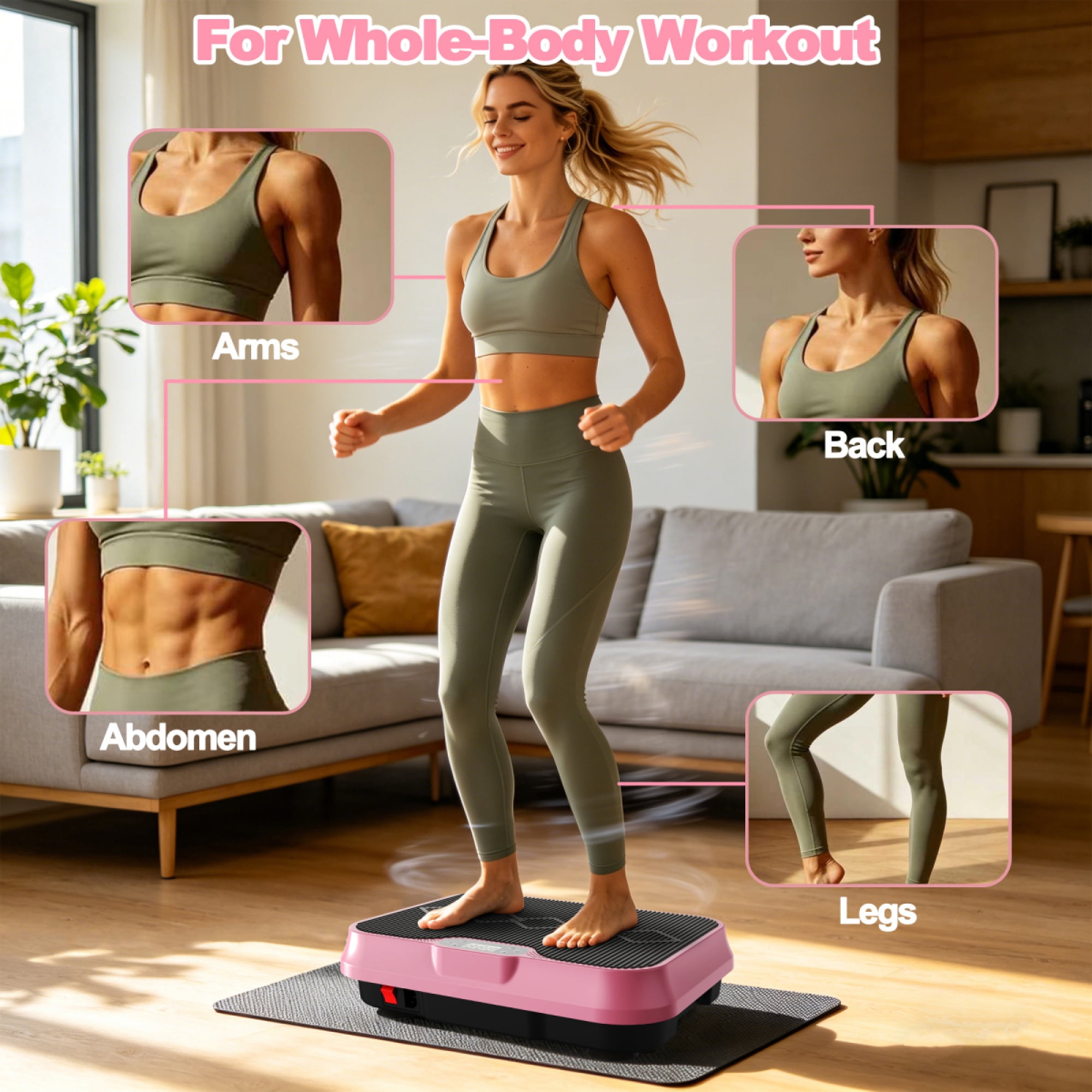 Vibration Plate Exercise Machine with Remote & Resistance Bands,Rose Red