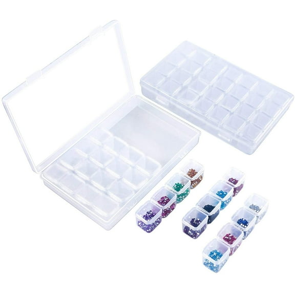 28Grids Storage Box Organizers, Diamond Embroidery Box Clear Bead Container Painting Jewelry Accessory Container Case 2 Pack