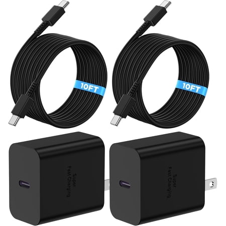 2Pack 45W USB-C Super Fast Charger Block with 6Ft Type-C Cable for Samsung Galaxy S24/S23/S22/Note Series