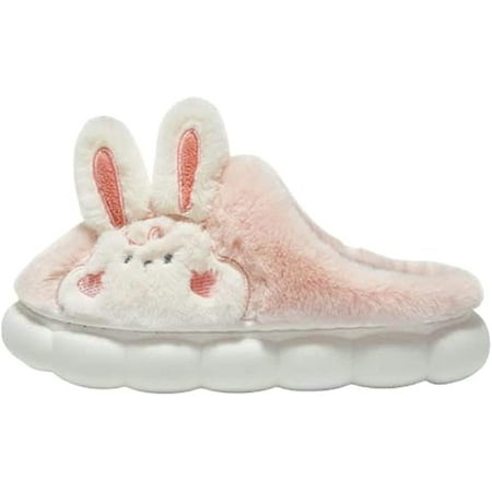 

DanceeMangoo Women Cozy Cute Rabbit Furry House Slippers Fluffy Fur Softl Fashion Shoes Lovely Bear Men Slipper Indoor Outdoor