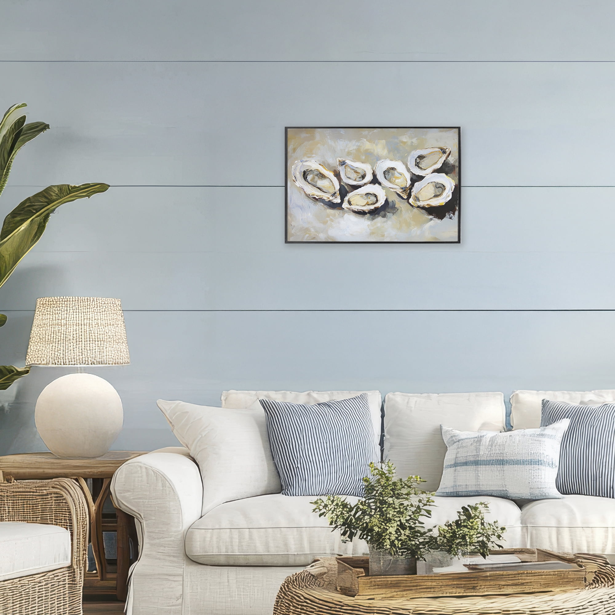 Stupell Industries Line of Oysters in Neutrals Black Framed Giclee Art, design by Sisi and Seb