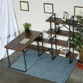 thumbnail image 2 of L - Shaped Home Office Desk with 6 Antigue Wood Shelves, 2 of 5