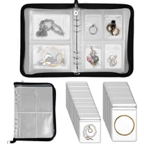 Foldable Travel Jewelry Case Organizer, PU Leather Storage Roll for Earrings, Necklaces, Rings, Bracelets