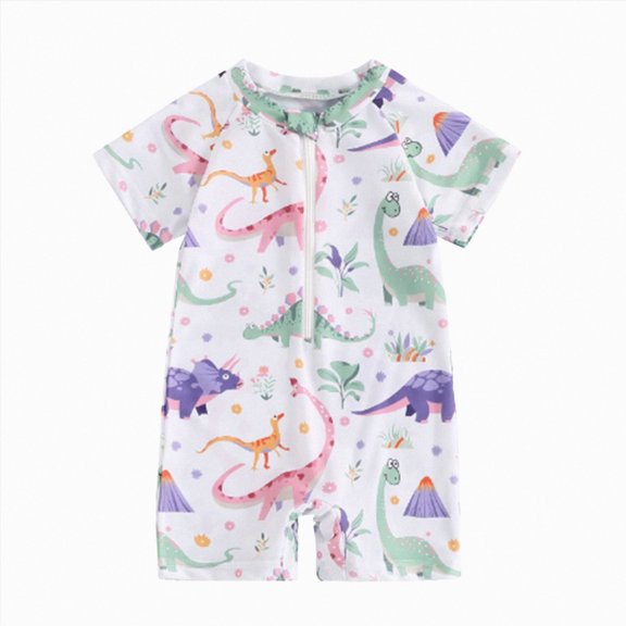 dmqupv Toddler Bathing Suit Boy Cute Baby Boy Swimsuit Short Sleeved One Piece Bathing Suit Summer Infant Rashguard Surfing Suit Multicolour,0-6 Months