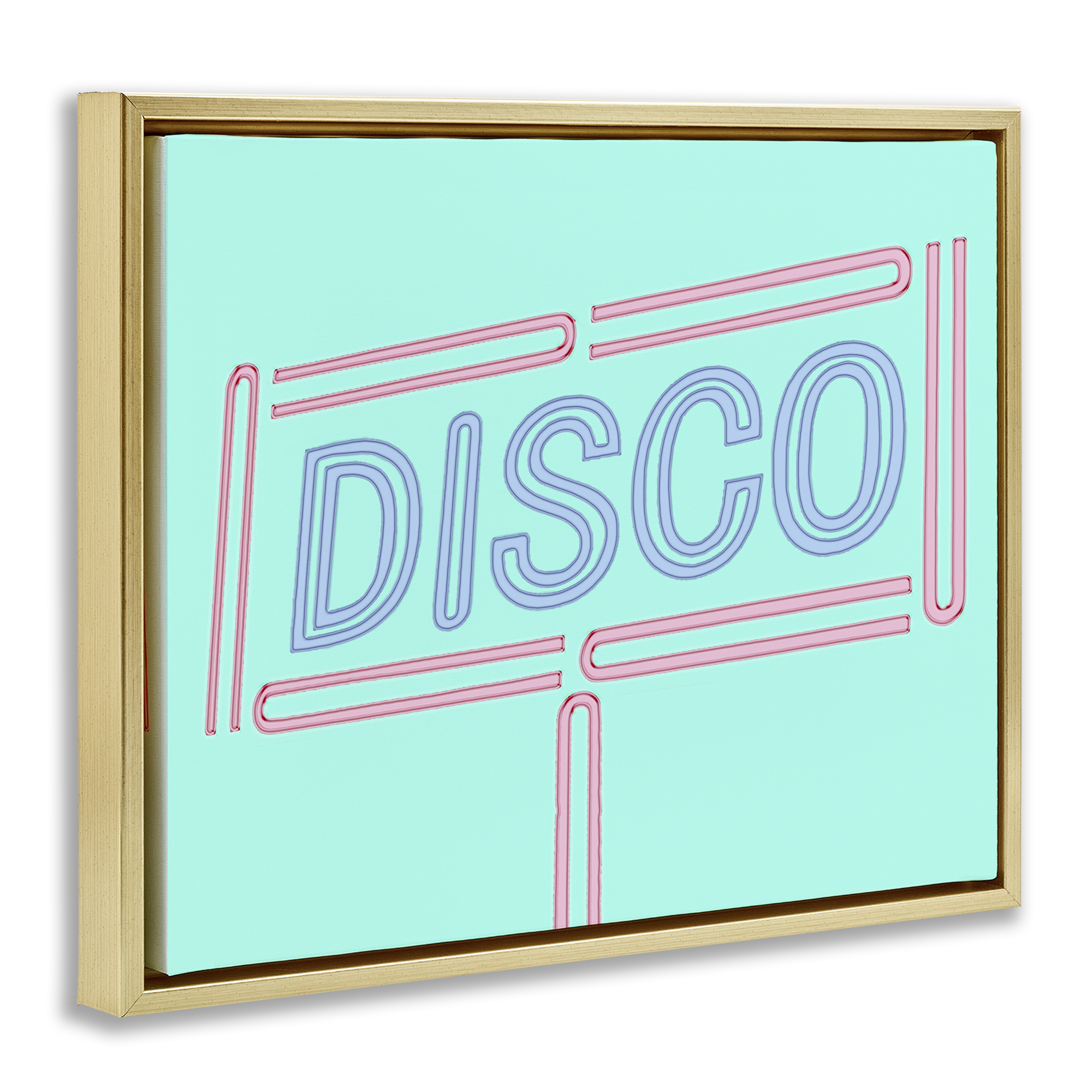 Stupell Industries Retro Disco Sign Typography Painting Gold Floater Framed Art Print Wall Art, 31 x 25