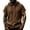 Coffee, variant on Casual Short Sleeve V-Neck Hooded Top for Men, 100% Polyester, Breathable Fabric, Spring Summer Wear, Standard Thickness, Hand Wash Cold