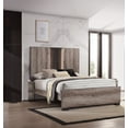 thumbnail image 3 of Bed Frame Contemporary King Panel LED Light Headboard Bed 1pc Brown Beige Gray Finish Wooden Bedroom Furniture, 3 of 5