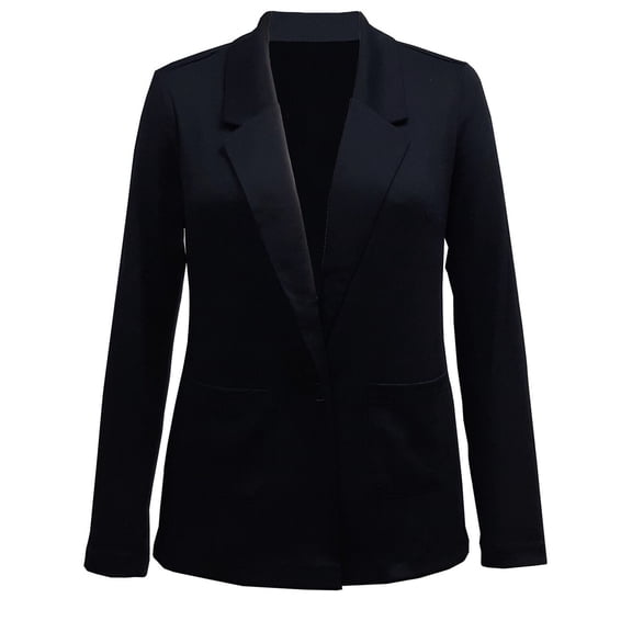 Style & Co Women's Petite Notched-Lapel Jackets Deep Black Pockets Size PP