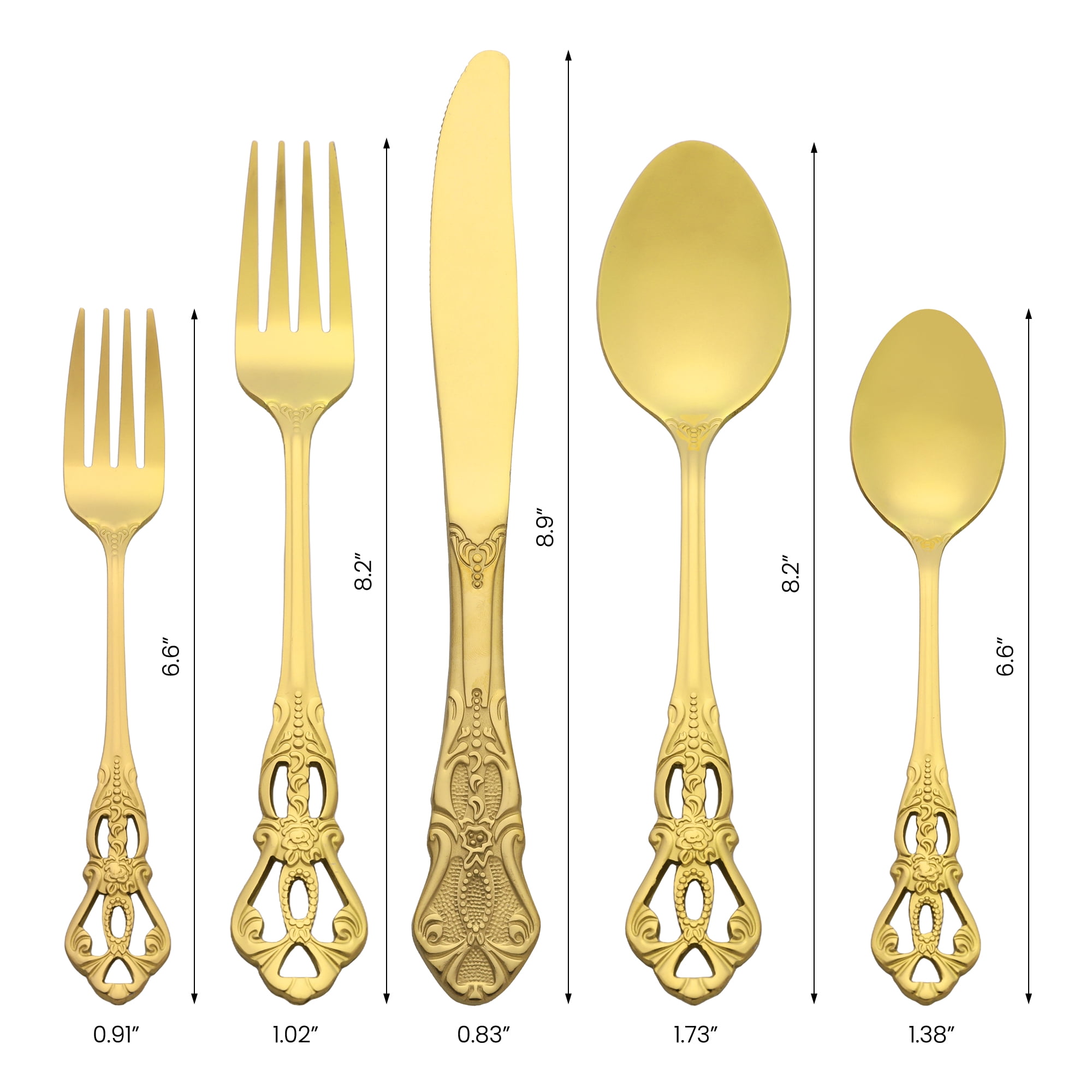 Unique Bargains 30 Piece Silverware Stainless Steel Flatware Set with Openwork Gold