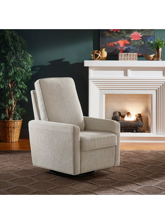 Weston Home Cleta Push Back Swivel Recliner Chair, Grey Fabric