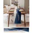 thumbnail image 3 of Geometric Blue Table Runner-Cotton Linen- 72 Inch Holiday Dresser Scarves, Abstract Ocean Sea Scattered Colors Tablerunner for Kitchen Coffee/Dining Bedroom Home Living Room Dinner Scarf Décor 13x72, 3 of 9