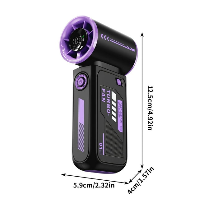 SDNall Portable Fan Handheld, Small Fans Portable, Small Wind Turbines, 2025 Fashion Mecha High-Speed Turbine Small Wind Portable Digital Handheld Fan Charging Orange Green Three Colors Optional