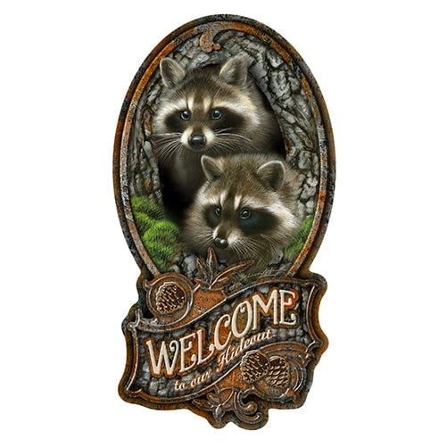 SignMission P-812 Welcome To Our Hideout 12 in. Welcome to Our Hideout Raccoon Novelty Sign