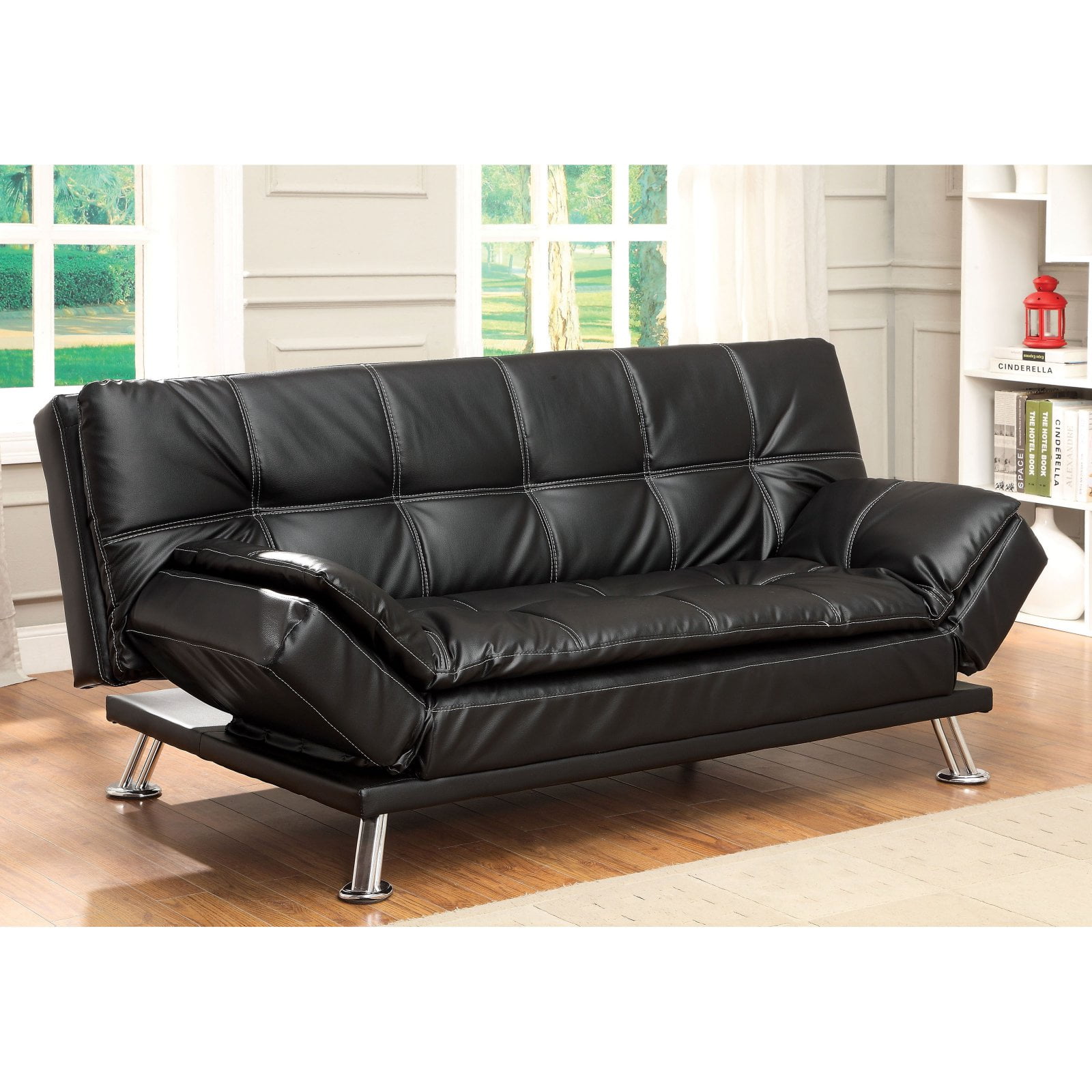 Furniture of America Benitz Convertible Futon Sofa Black Walmart