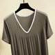 thumbnail image 5 of Karight Womens Soft Cotton T Shirt Dress Summer Short Sleeve Casual V Neck Sleepshirts Loose Long Nightdress House Dress, 5 of 7