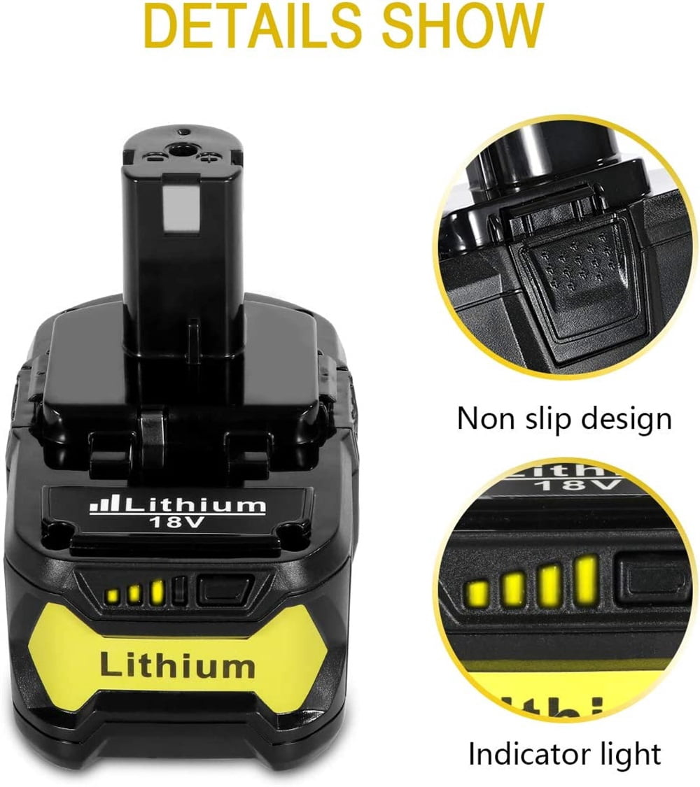 2 Pack 5.0Ah 18V Replacement Battery For Ryobi P108 for Ryobi ONE+ 18-Volt Tools Battery