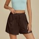 thumbnail image 5 of Pantalones Cortos de Piernas Anchas para Mujeres Lino de Color Sólido, Cintura Elástica Cómoda Longitud Regular, 5 of 8