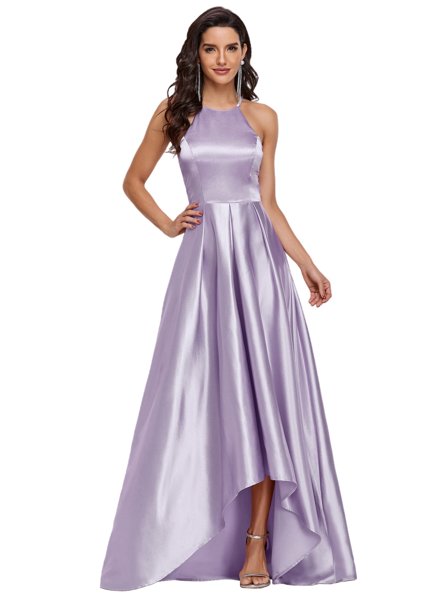 Womens Halter Chiffon Long Prom Dress A-line Ruched Wedding Guest Party Gown