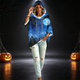 thumbnail image 3 of FGVCTG Halloween Sweatshirts for Women Drawstring 3/4 Sleeve Halloween Hoodie Ghost Graphic Spooky Oversized Pullover Hoodies Blue XL, 3 of 5
