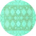 thumbnail image 1 of Ahgly Company Machine Washable Indoor Round Abstract Turquoise Blue Modern Area Rugs, 8' Round, 1 of 4