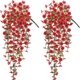 thumbnail image 1 of Artificiales Flores Colgantes con Hojas de Seda Resistentes a los Rayos UV, Paquete de 4 Enredaderas Violetas Falsas, 1 of 6