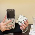 thumbnail image 2 of Cover Case for Galaxy Z Flip 5 with Chain,Beautiful Flower Shockproof Folding Phone Protective Shell,Gift for Girls Women (Black), 2 of 12