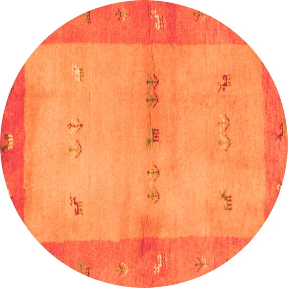 Ahgly Company Machine Washable Indoor Round Oriental Orange Traditional Area Rugs, 5' Round