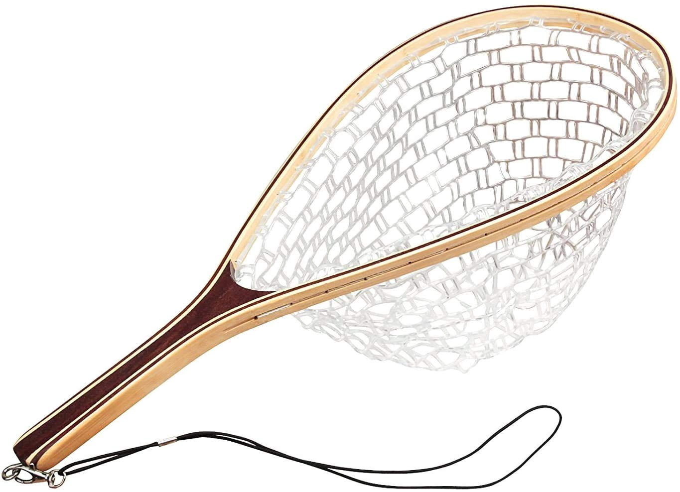 Fishing Net Fly Fishing Landing Net,Wooden Frame Fish Net with Soft Rubber Mesh for Trout Catch and Release Net Gifts for Father Men