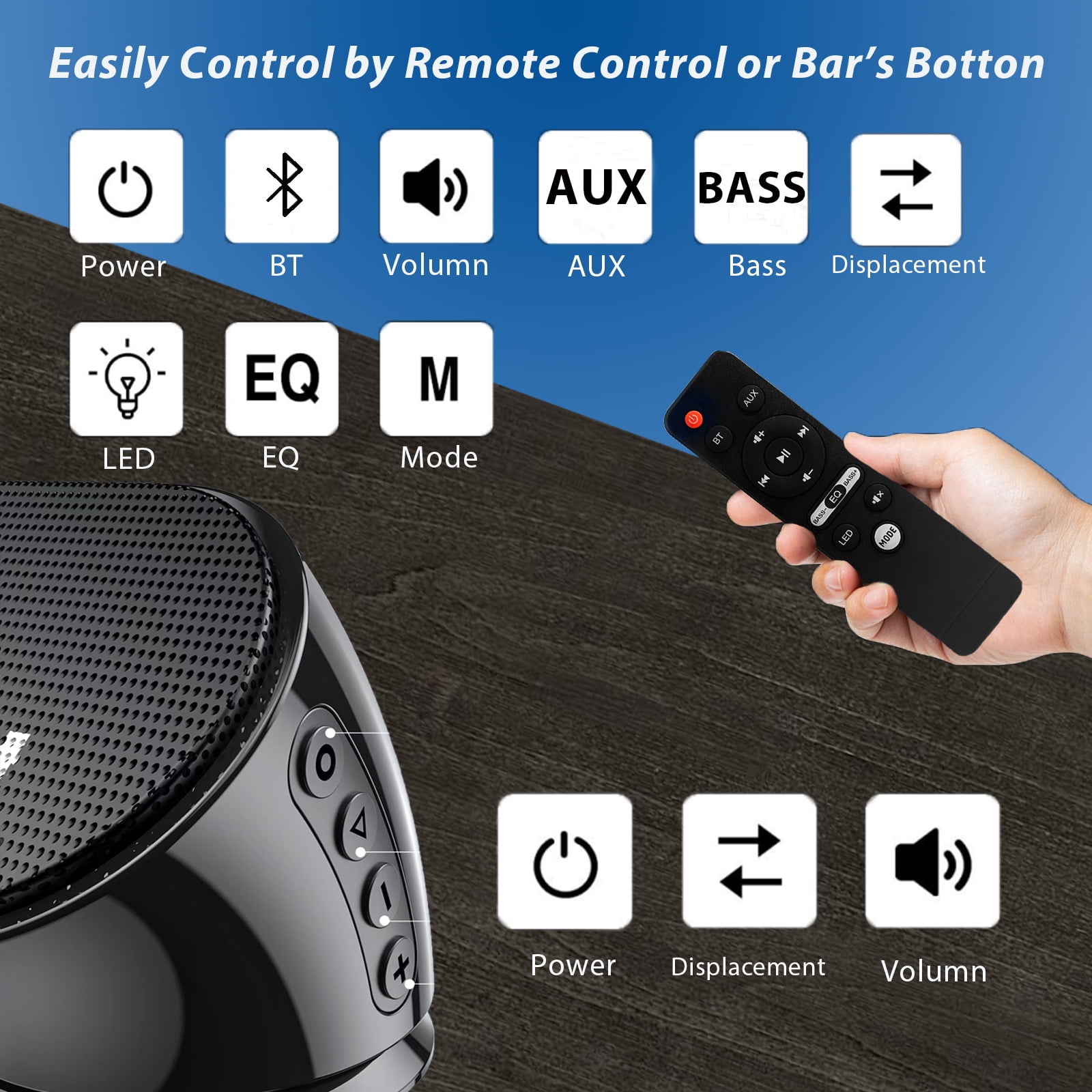 AUOSHI Small Sound Bar for TV, 2.1ch 60+W Compact Soundbar with Built-in Subwoofer, Bluetooth 5.4, 5 EQ Modes, HDMI ARC/Optical/AUX/USB, 16.5 inch