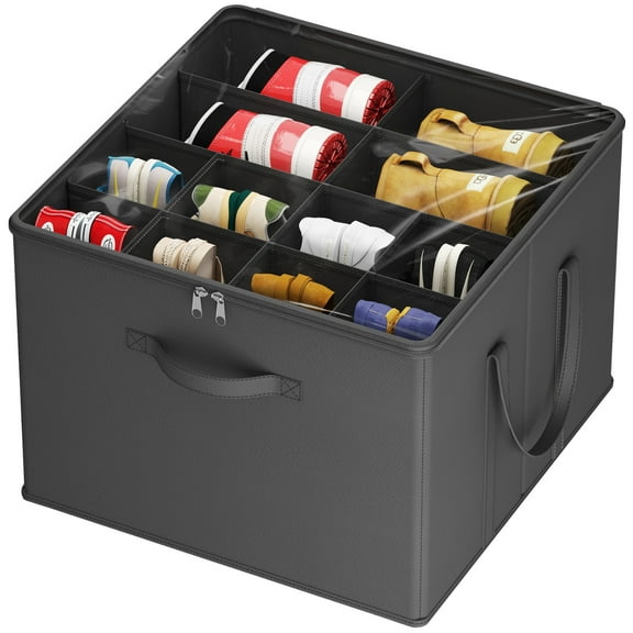Lifewit Shoe Storage Organizer for Closet Fits 12-16 Pairs, Fabric Large Shoe Box Storage Container with Clear Cover, Foldable Bins Fit for Boots Heels Sneakers 17"(L) x 17"(W) x 12.5"(H) 1Pack Black