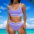 thumbnail image 2 of Hipattires Bathing Suits Women Beach Purple Clearance Under $5 with Molded Cups Bikini Sets Fashion Plain 2 Piece Juniors High Waisted Swimwear Swimsuits, 2 of 5