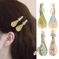 thumbnail image 2 of Xinwanna 1/4Pcs Women Hair Clips Faux Pearl Decorations Floral Design Secure Fit Hair Pins Lute Shape Hairpins Formal Hairstyle Accessories (Light Green), 2 of 13
