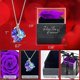 thumbnail image 2 of Rosa violeta preservada con collar de corazón, rosa real, regalos para mamá, abuela, esposa, novia, te amo, regalos para ella en el día de la madre, día de San Valentín, Navidad, 2 of 5