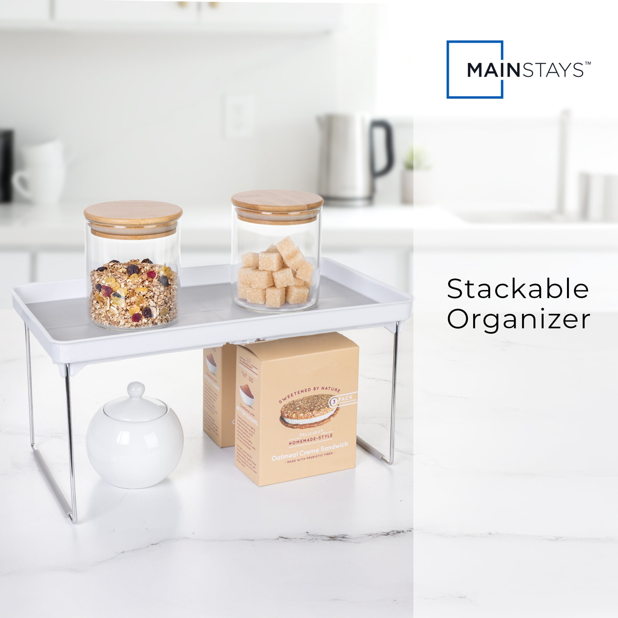 Mainstays Stackable Laundry Organizer Shelf, White