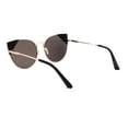 thumbnail image 4 of Womens Metal Rim Reflective Lens Cat Eye Tip Round Retro Sunglasses Gold Blue Mirror, 4 of 4