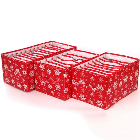 

Waroomhouse Clothes Storage Box Foldable Compartment Large Capacity Stackable Space-saving Wardrobe Divider Snowflake Pattern Clothing Underwear Bras Socks Container for Home