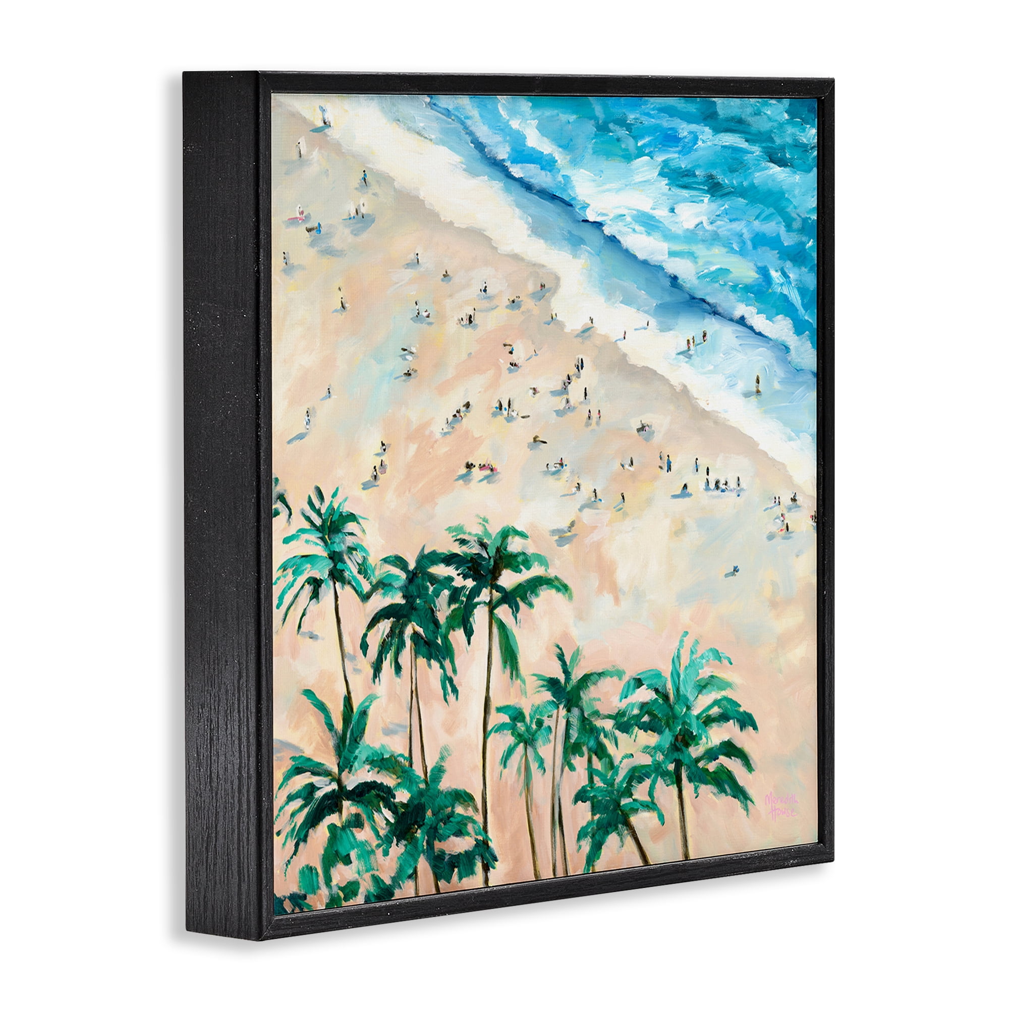 Stupell Industries Waikiki Beach Overview Black Framed Giclee Art, design by Meredith Howse