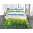 thumbnail image 3 of Ambesonne Green Quilted Bedspread Set 3 Pcs, Field Grassland, Queen Size, Green Blue Yellow, 3 of 5