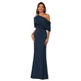 thumbnail image 1 of Vestido BITALY de satén azul marino con un solo hombro para la madre de la novia, 1 of 8