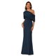 thumbnail image 1 of Vestido BITALY de satén azul marino con un solo hombro para la madre de la novia, 1 of 8