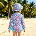 thumbnail image 5 of LRen Baby Girl Swimsuit One-Piece Long Sleeve Rash Guard Swimzip Toddler Bathing Suit Swimwear UPF 50+ Sun Protection for 12-18 Months, 5 of 6