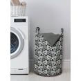 thumbnail image 3 of Floral Laundry Bag, Digitally Generated Greyscale Tone Repetitive Exotic Flowers Pattern, Basket with Handles Drawstring Closure for Laundromats, 13" x 19", Grey and Charcoal Grey, by Ambesonne, 3 of 4