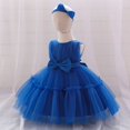 thumbnail image 5 of Ruyang Toddler Baby Tulle Dress Bow Flower Print Pleated Smocked Dresses Elegant Cute Ruffles Sleeve Summer Casual Dresses, 5 of 6