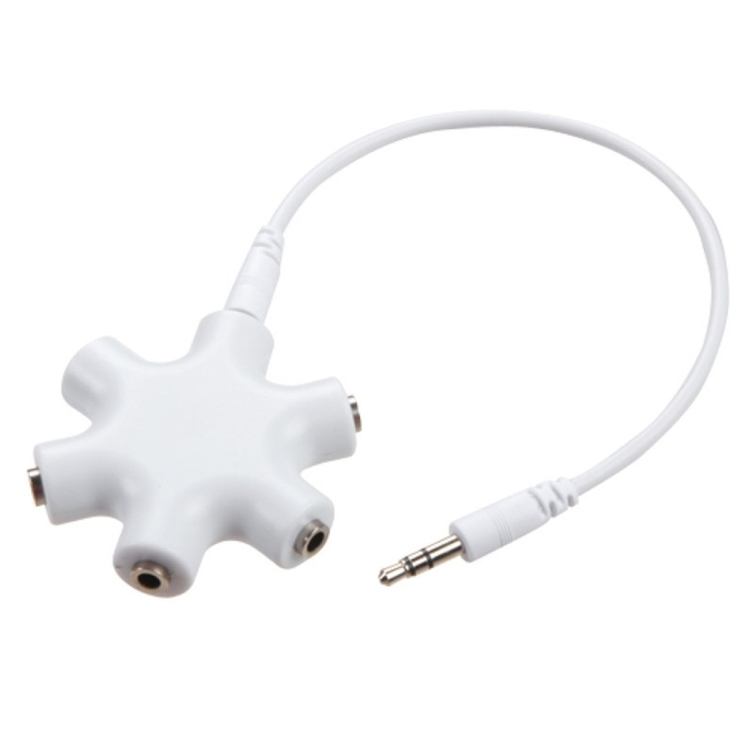 Insten White 5 Ports Round Headset Headphone Earphone Splitter 3.5mm